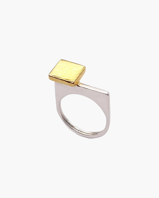 Handcrafted Square Top Signet Ring in Sterling silver, artisan jewelry, geometric design