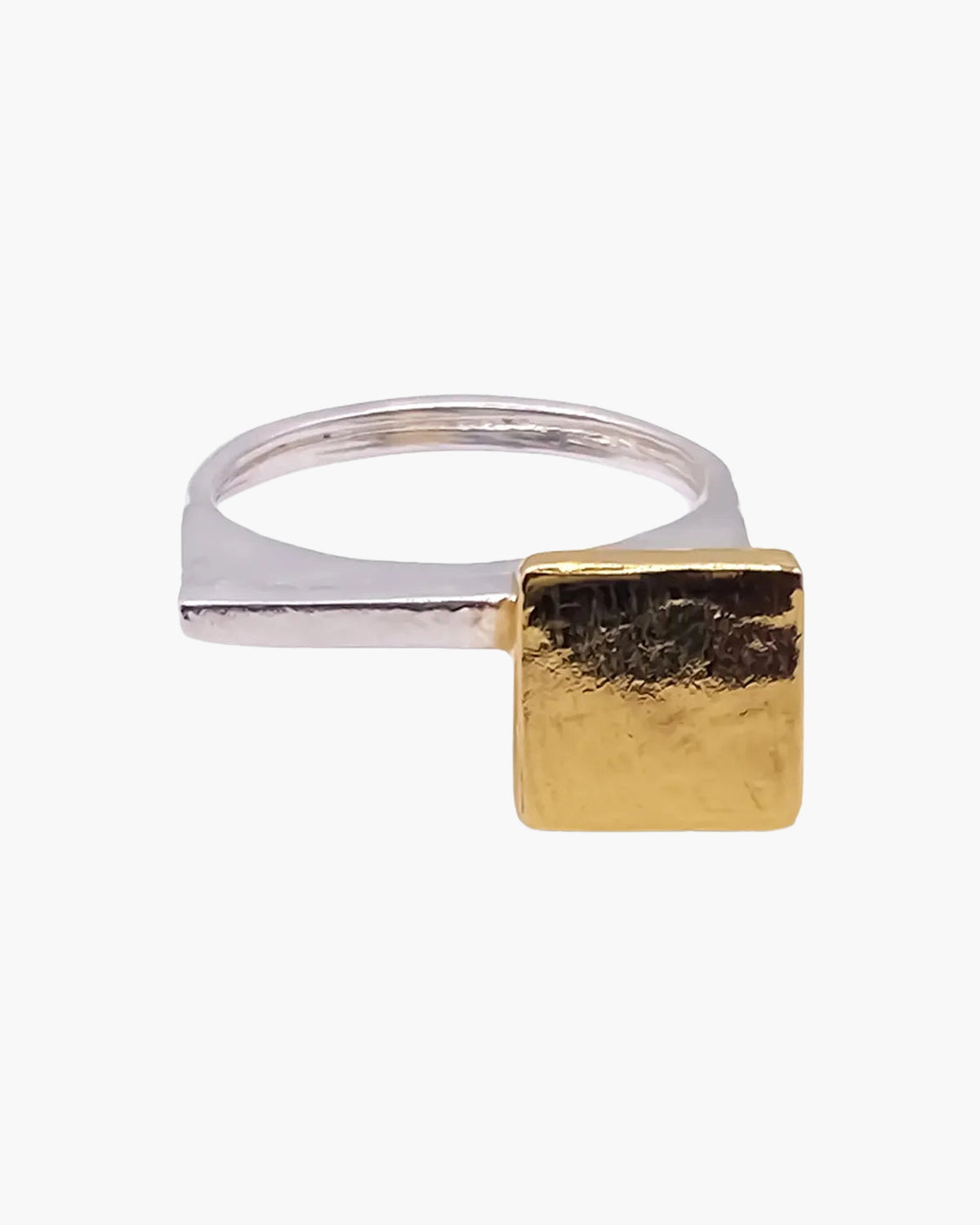 Designer Square Top Signet Ring in 18ct Gold Vermeil, handmade jewelry, timeless design, alternate angle