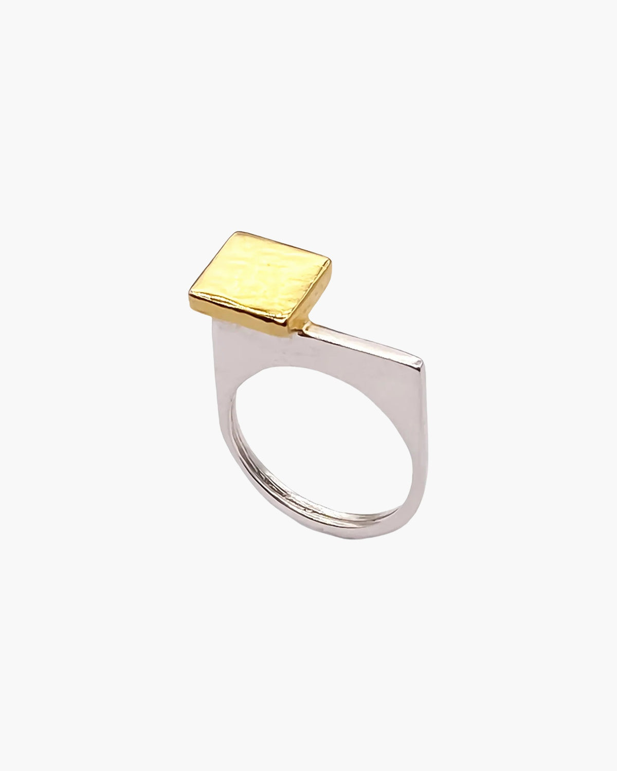 Square Top Signet Ring luxury artisan ring in Sterling silver, elegant finish, styled view