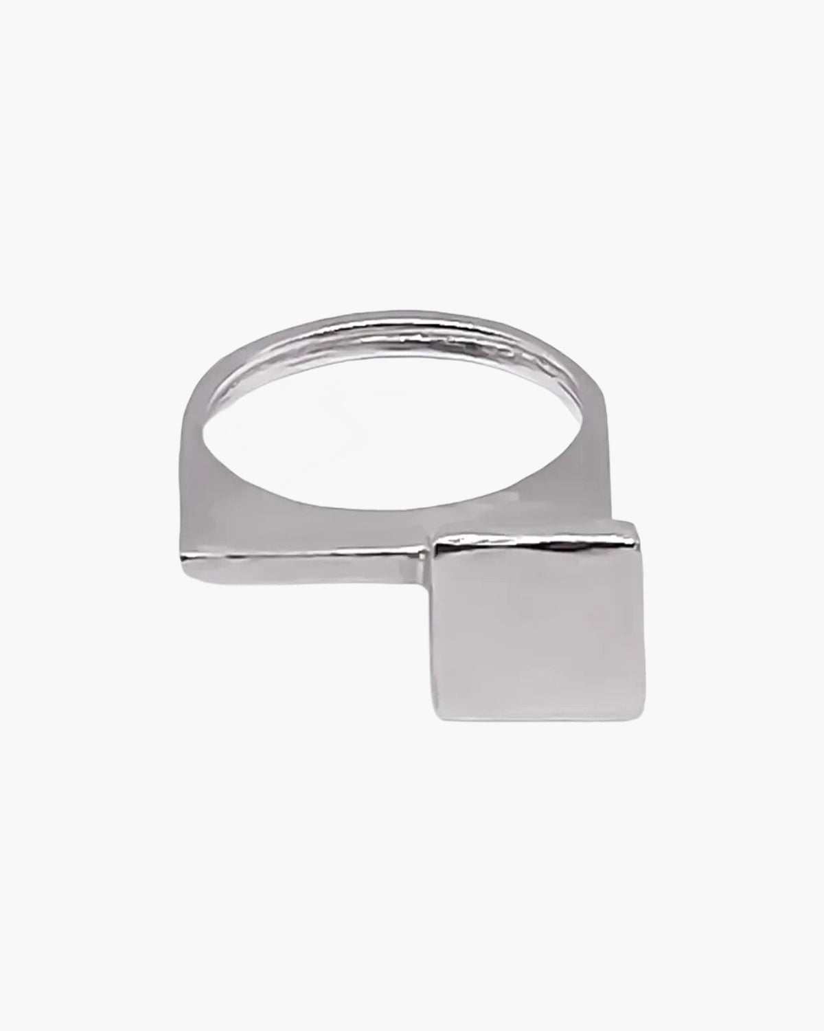 Handcrafted Square Top Signet Ring premium Patina jewelry, polished face, product shot