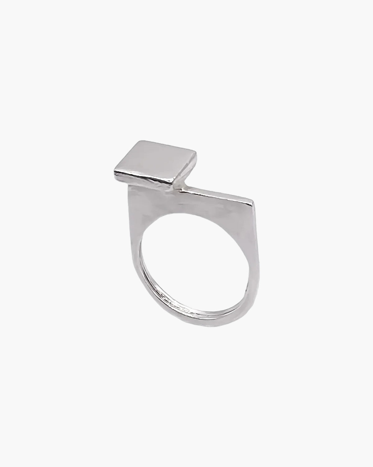 Square Top Signet Ring artisan designer ring in 18ct Gold Vermeil, bold design, different perspective