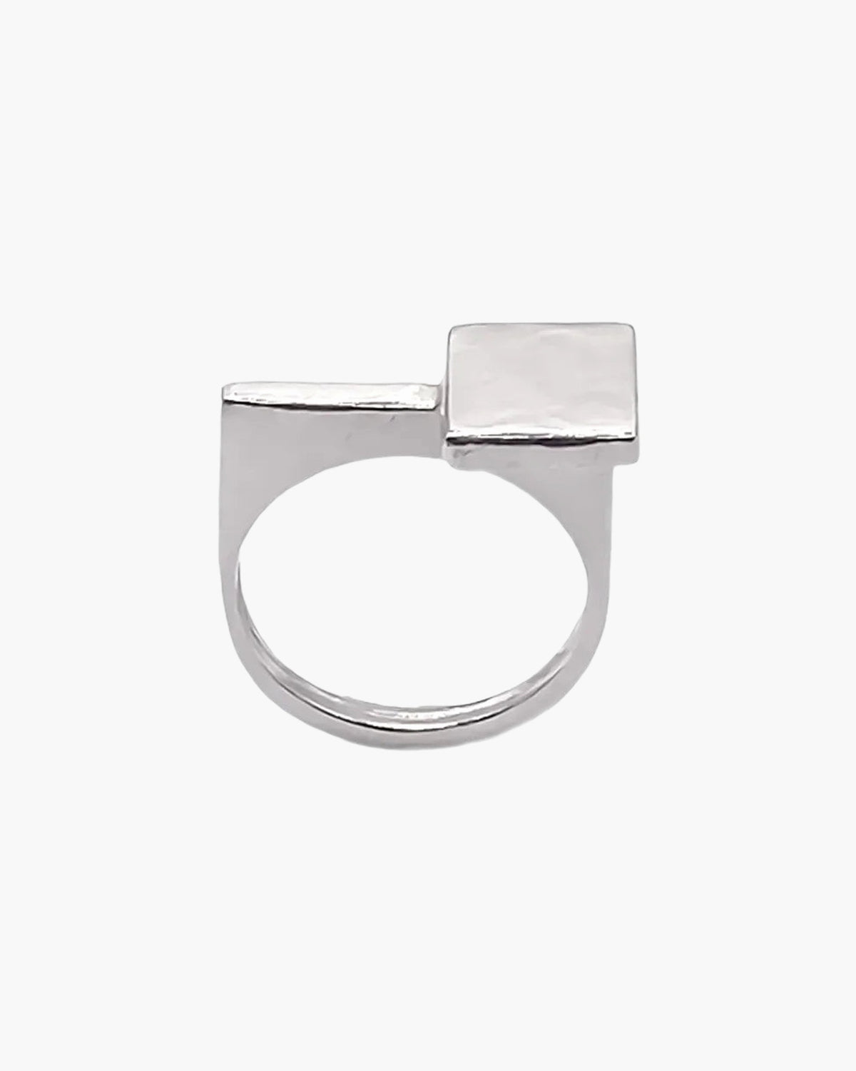 Handmade Square Top Signet Ring luxury Sterling silver finish, refined style, full view