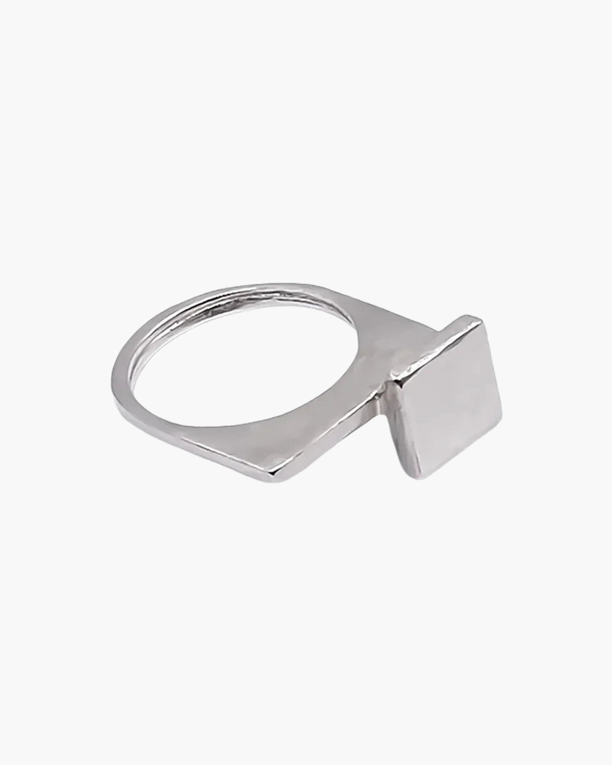 Handcrafted Square Top Signet Ring in Patina, artisan jewelry, geometric design, detailed view