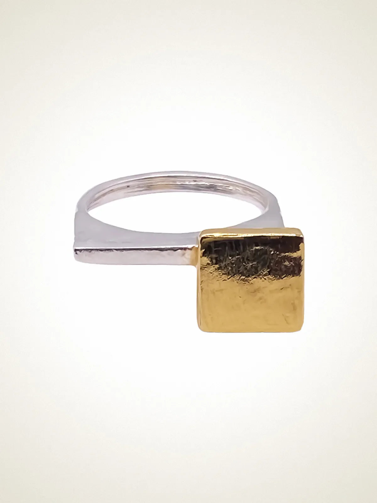Designer Square Top Signet Ring in premium metal, handmade jewelry, timeless design, alternate angle