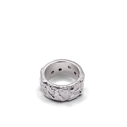 Angular highlight showing polished band and stone - textured band white and black gemstones gold or silver free shipping