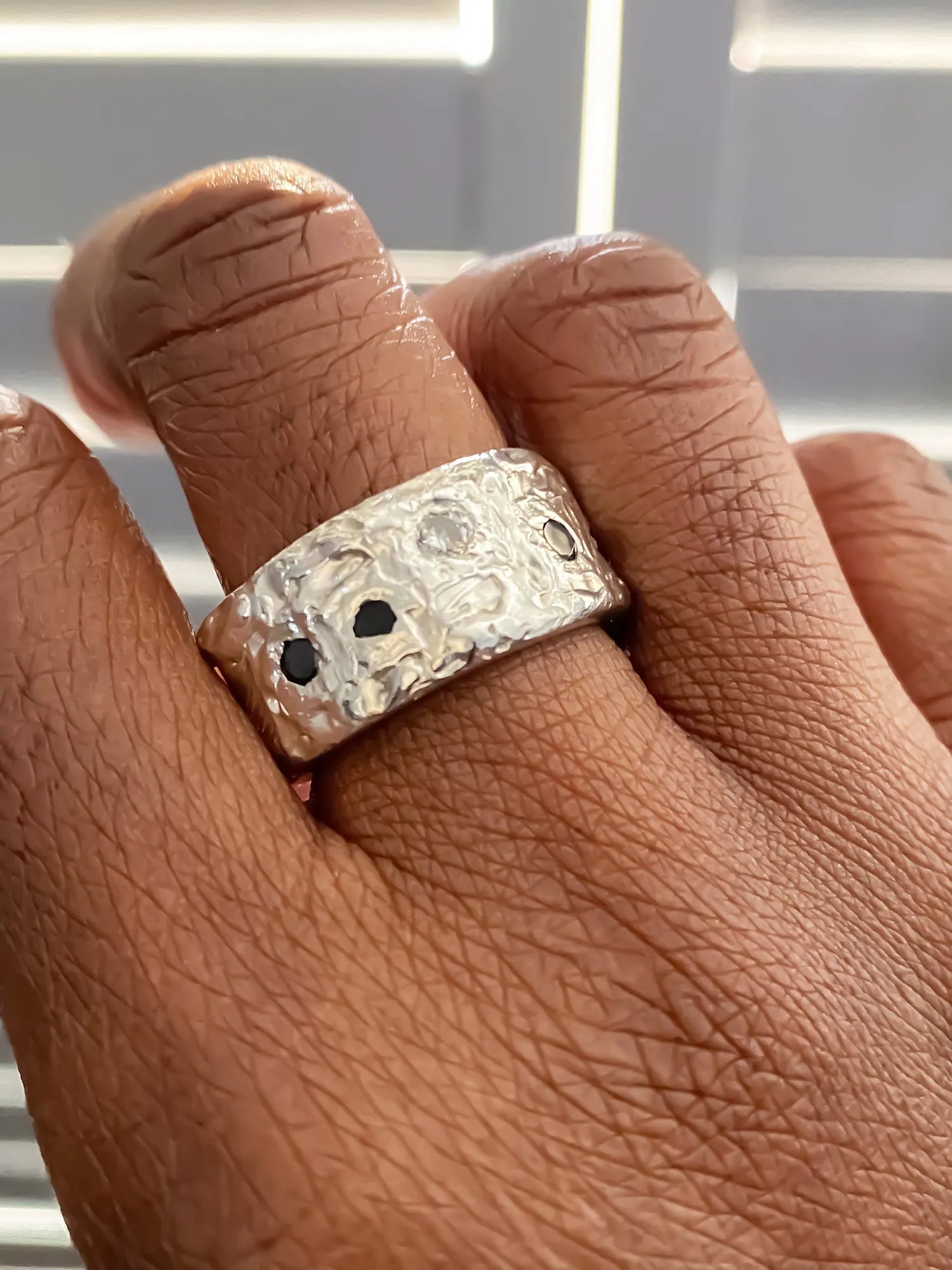 Handcrafted Stone Set Gem Band in 18ct Gold Vermeil, artisan jewelry, elegant design, detailed view