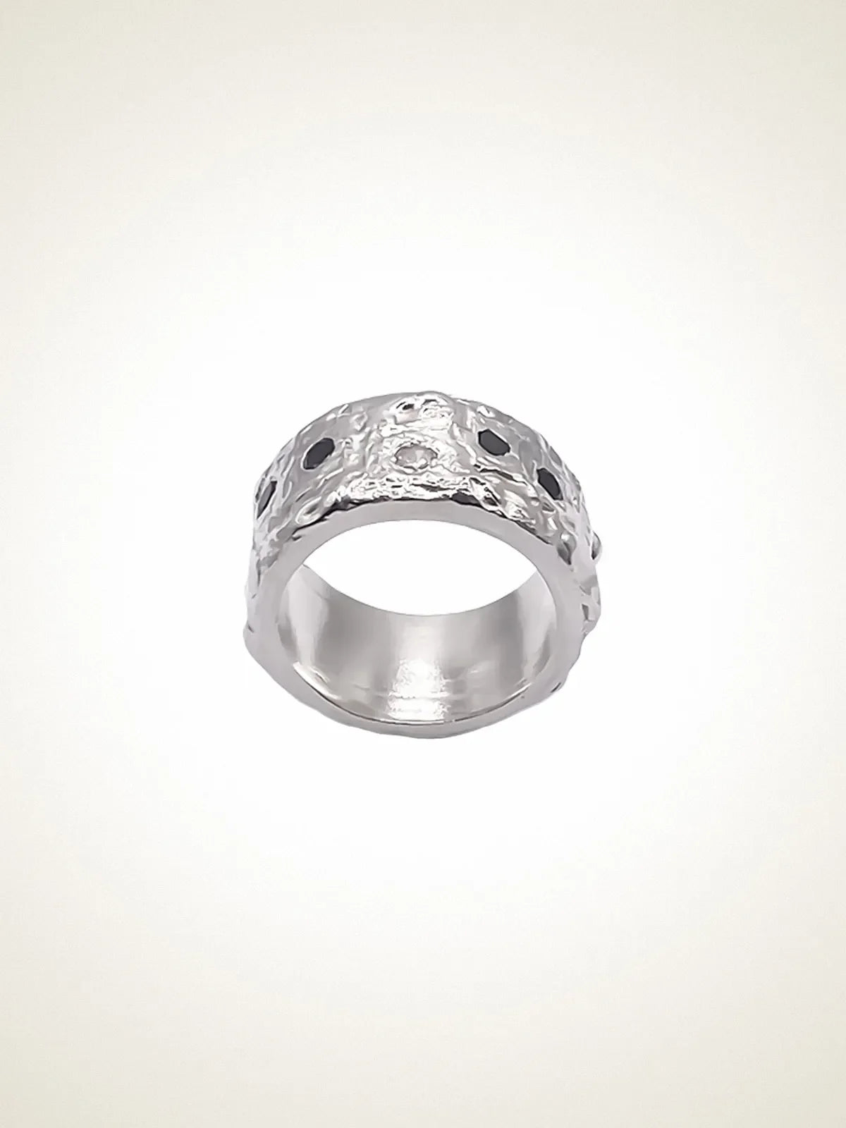 Handcrafted Stone Set Gem Band premium Sterling silver jewelry, graceful design, product shot