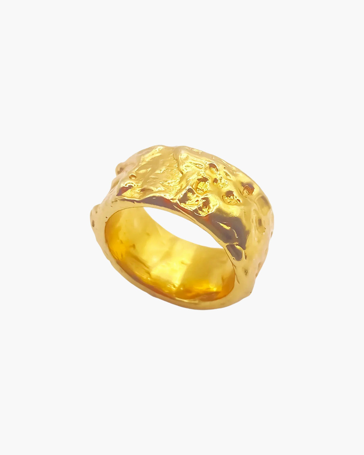 Stone Set Band Ring in 22ct gold vermeil, a wide textured band