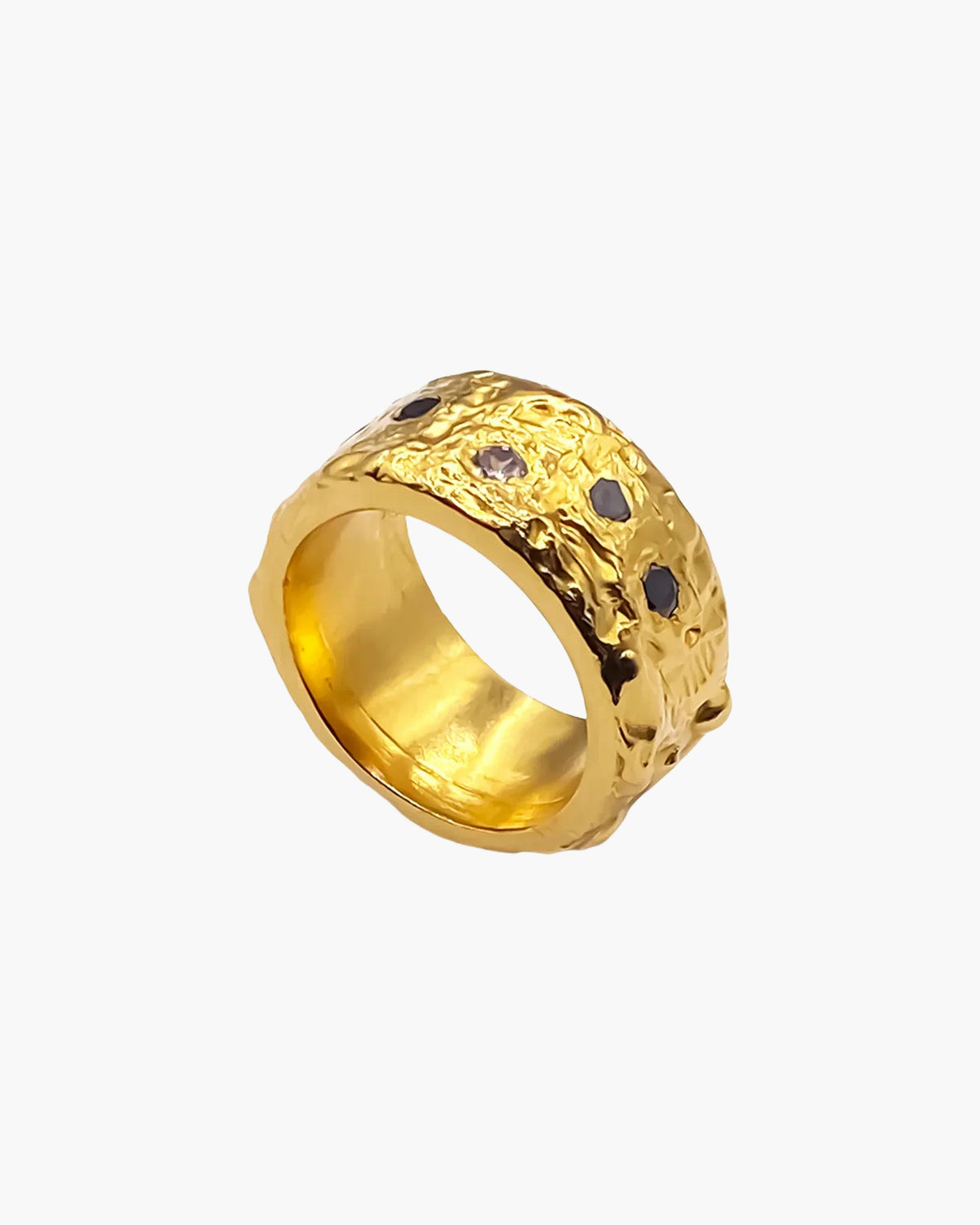 Gold vermeil Stone Set Gem Band Ring at an angle