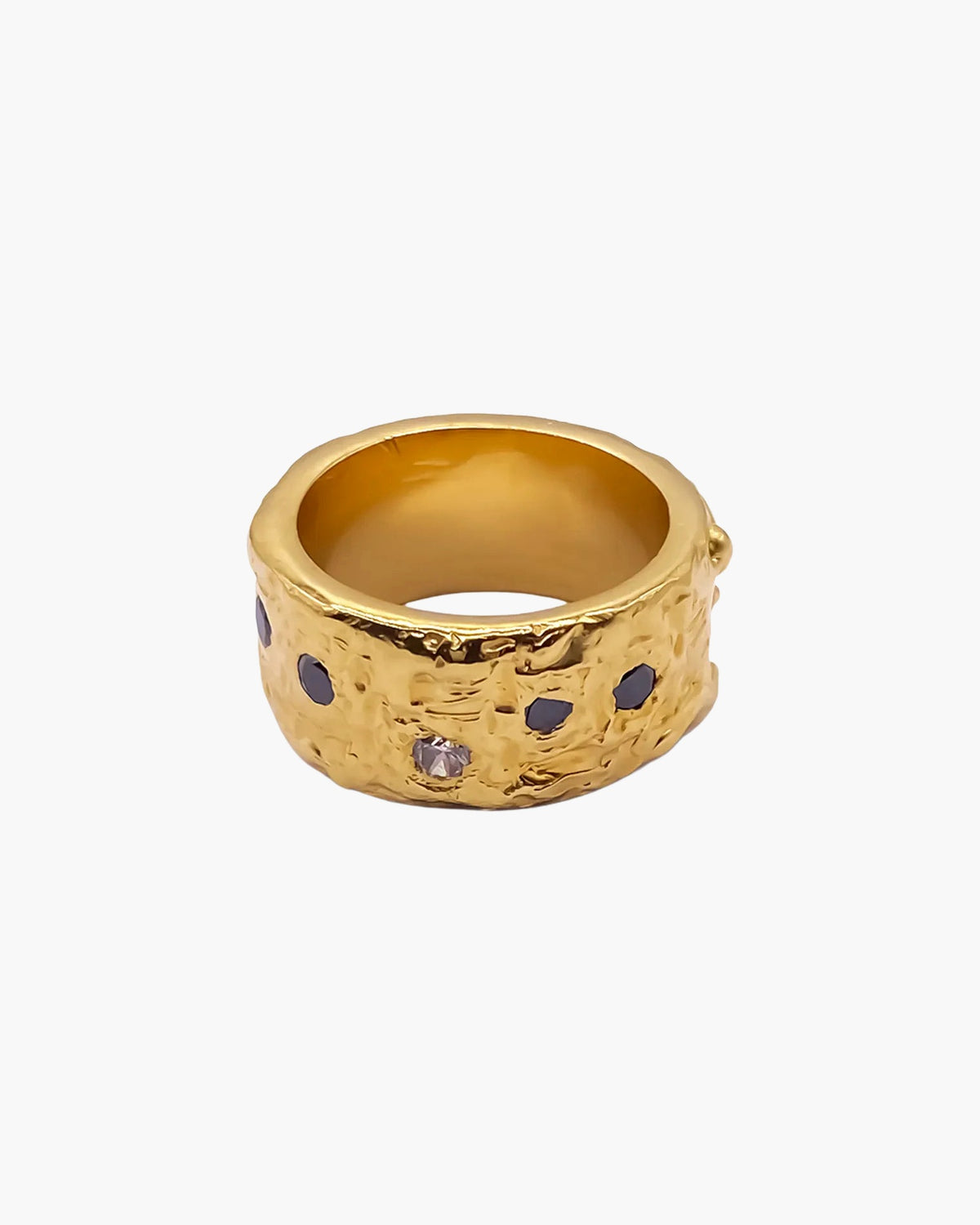 Gold vermeil Stone Set Gem Band Ring, side view