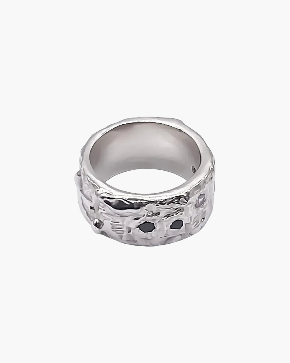 Sterling silver Stone Set Gem Band Ring, side view