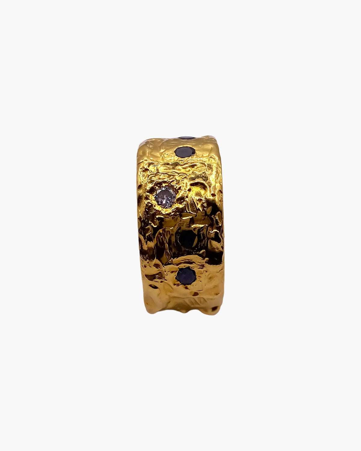 Gold vermeil Stone Set Gem Band Ring, profile