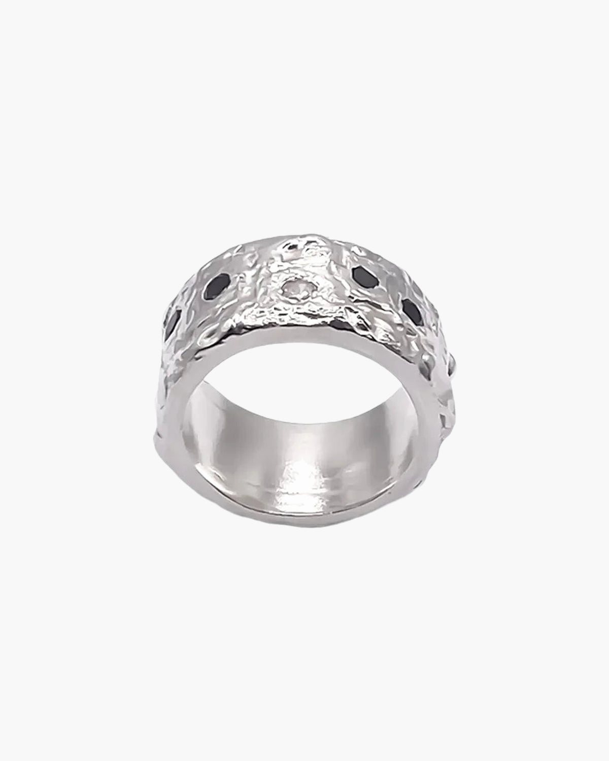 Sterling silver Stone Set Gem Band Ring, front view