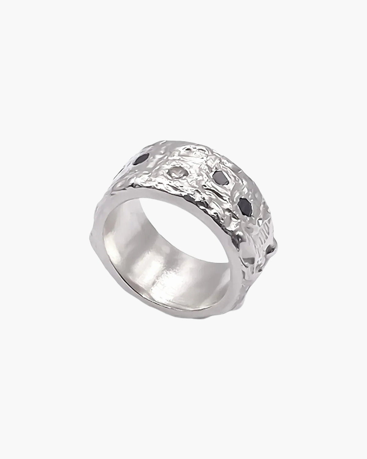 Sterling silver Stone Set Gem Band Ring at an angle