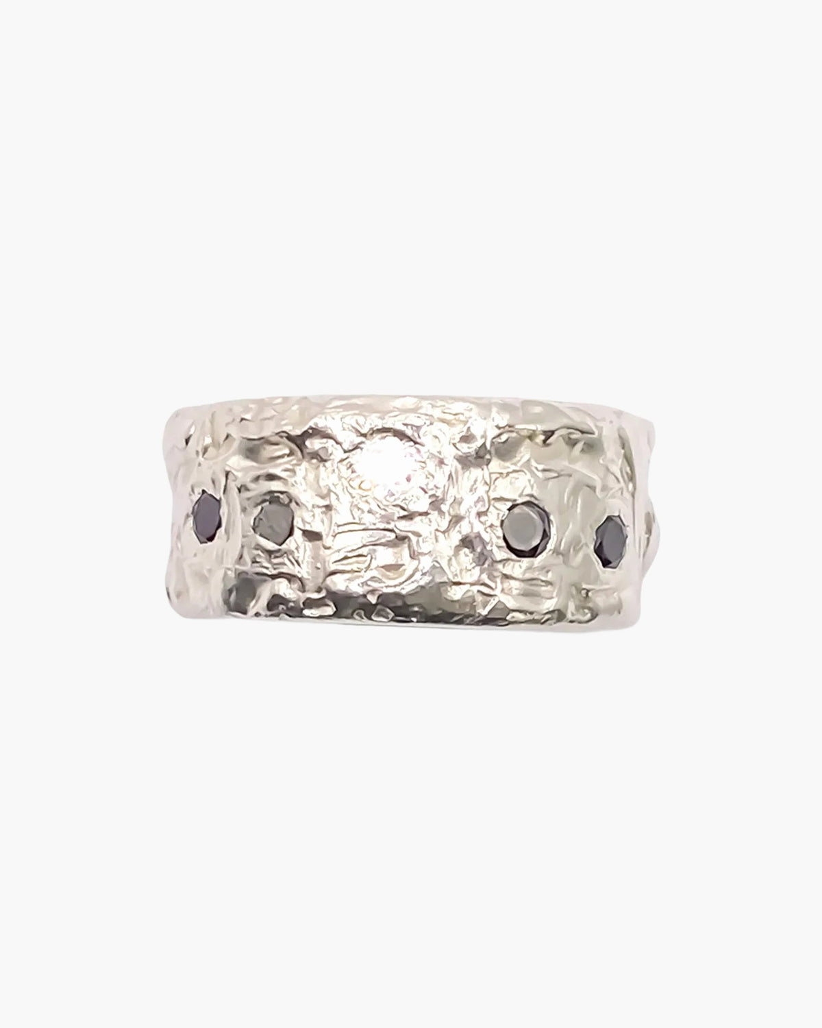 Sterling silver Stone Set Gem Band Ring, close-up of the stones