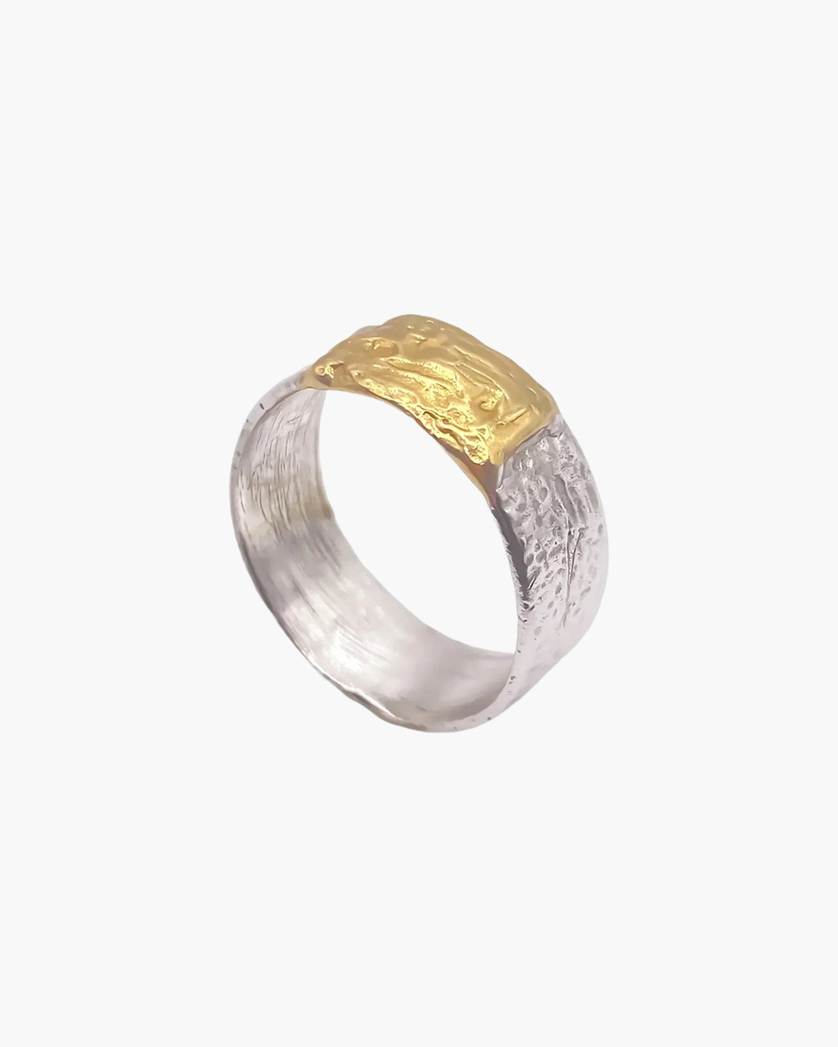 Handmade Strata Ring luxury Sterling silver finish, polished finish, full view