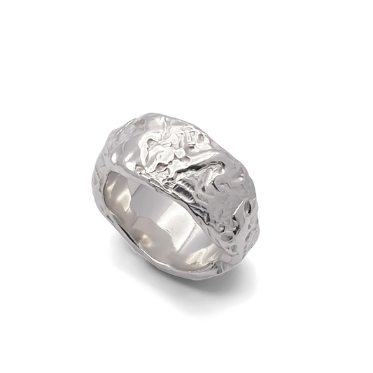 Tessy's Ring textured thick band in silver with a unique design free ship gold or silver