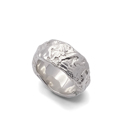 Tessy's Ring textured thick band in silver with a unique design free ship gold or silver