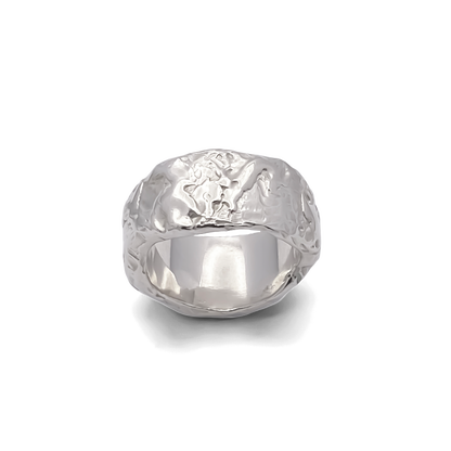 Tessy's Ring textured thick band free ship gold or silver from Moca Jewellery with a unique design