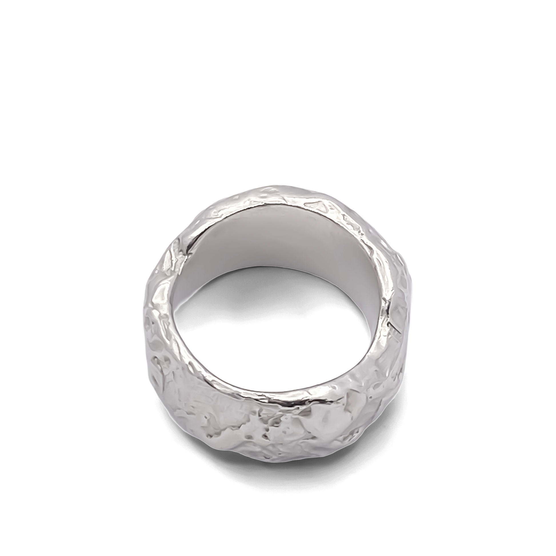 Moca Jewellery Tessy's Ring textured thick band free ship gold or silver in polished silver finish
