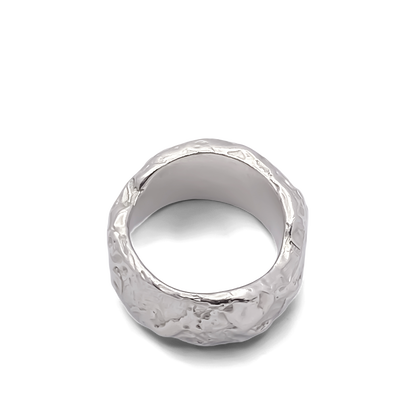 Moca Jewellery Tessy's Ring textured thick band free ship gold or silver in polished silver finish