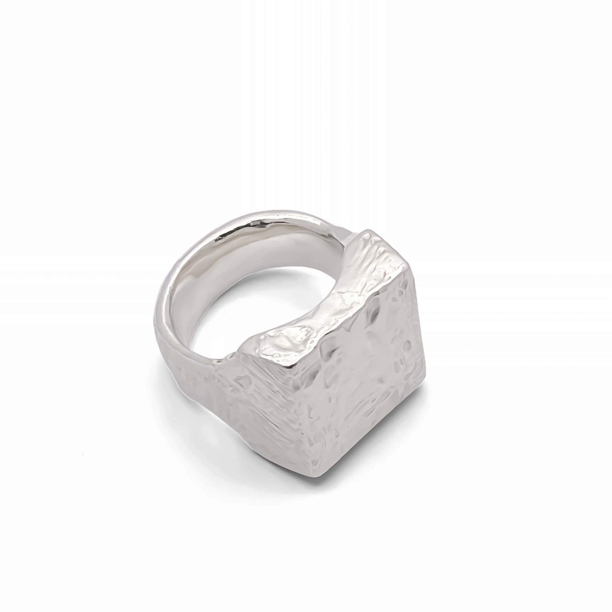Textured signer ring gold or silver free shipping showcasing a unique design with a square shape
