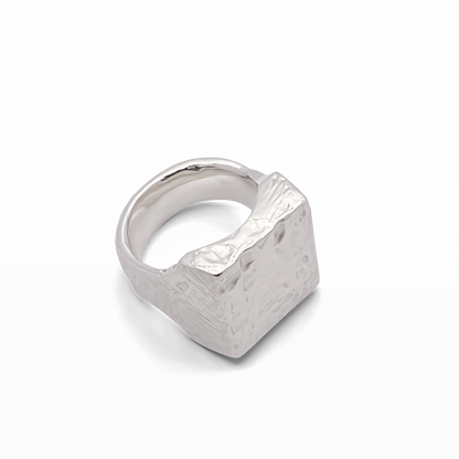 Textured signer ring gold or silver free shipping showcasing a unique design with a square shape