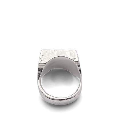 Textured signer ring gold silver with a modern design, offering free shipping from Moca Jewellery