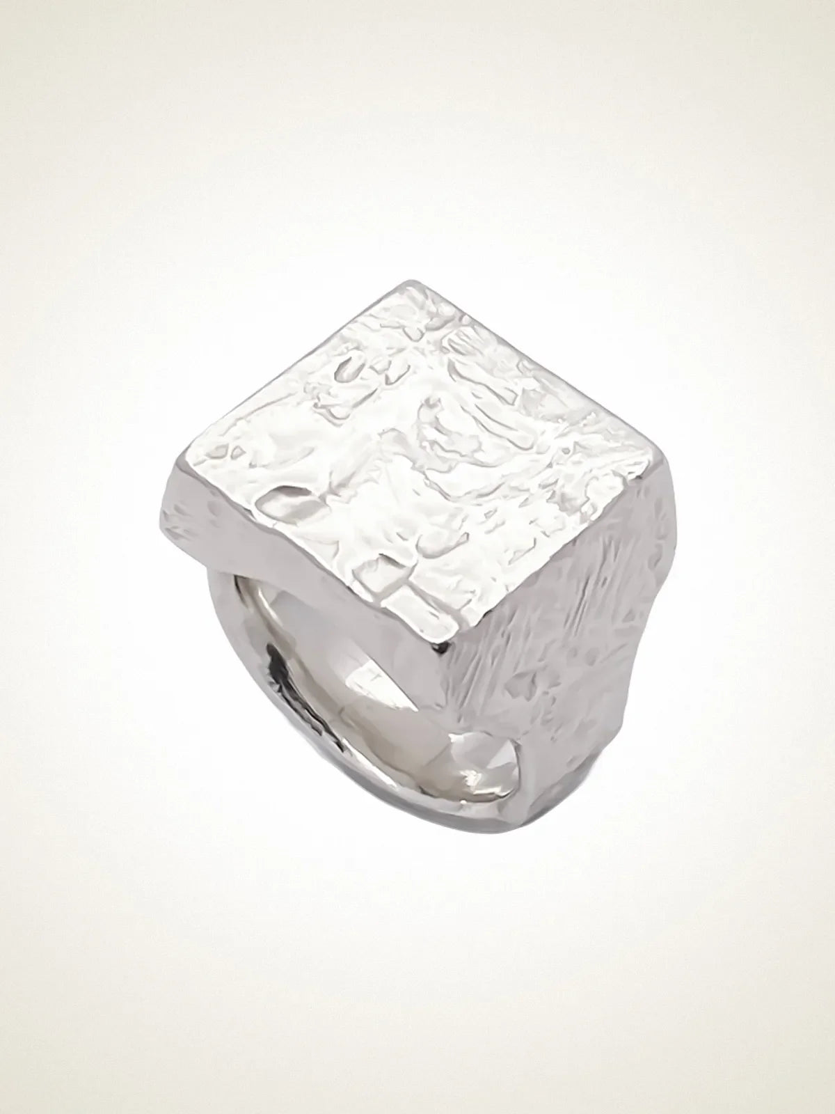 Textured Signet Ring unique handcrafted ring, Sterling silver, statement piece, product detail