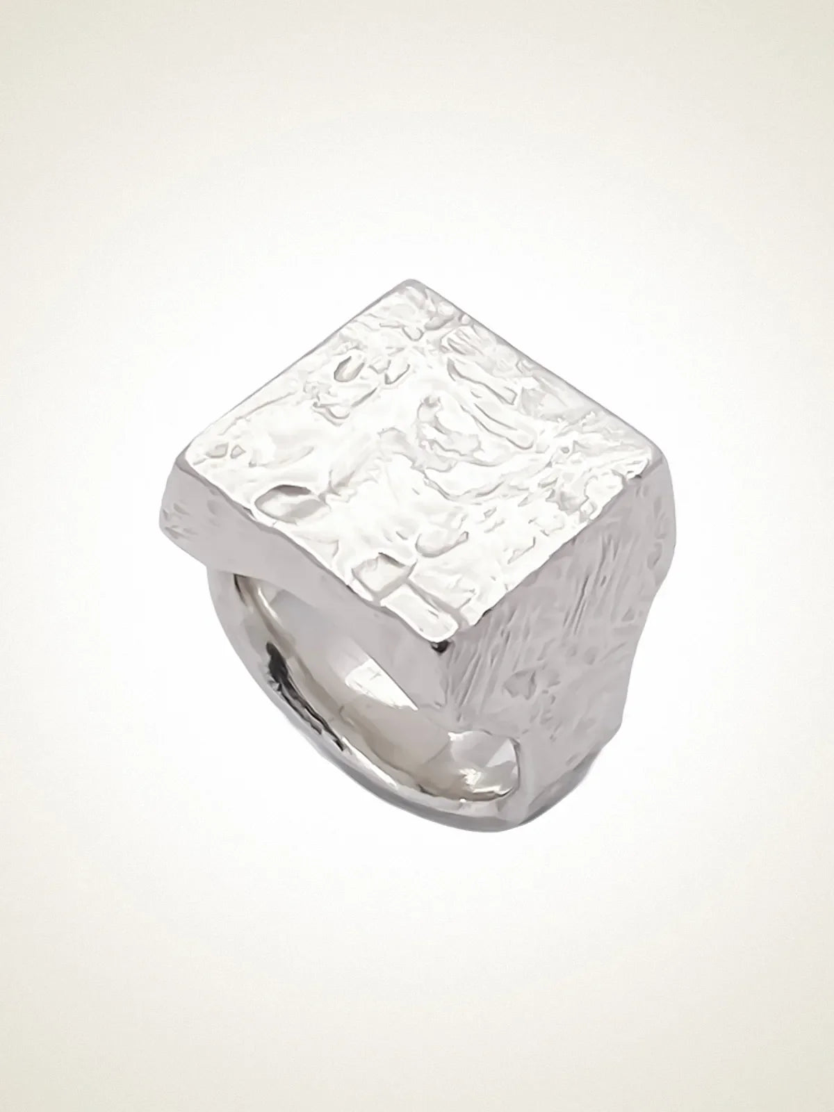 Handcrafted Textured Signet Ring in Sterling silver, artisan jewelry, geometric design