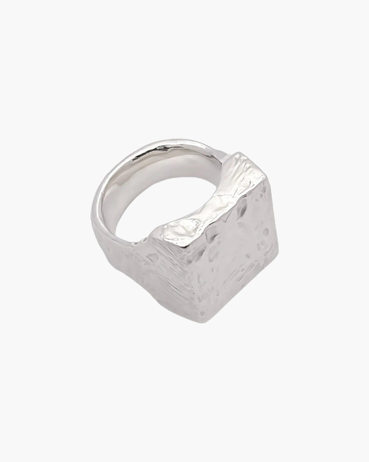 Sterling silver Textured Signet Ring at an angle