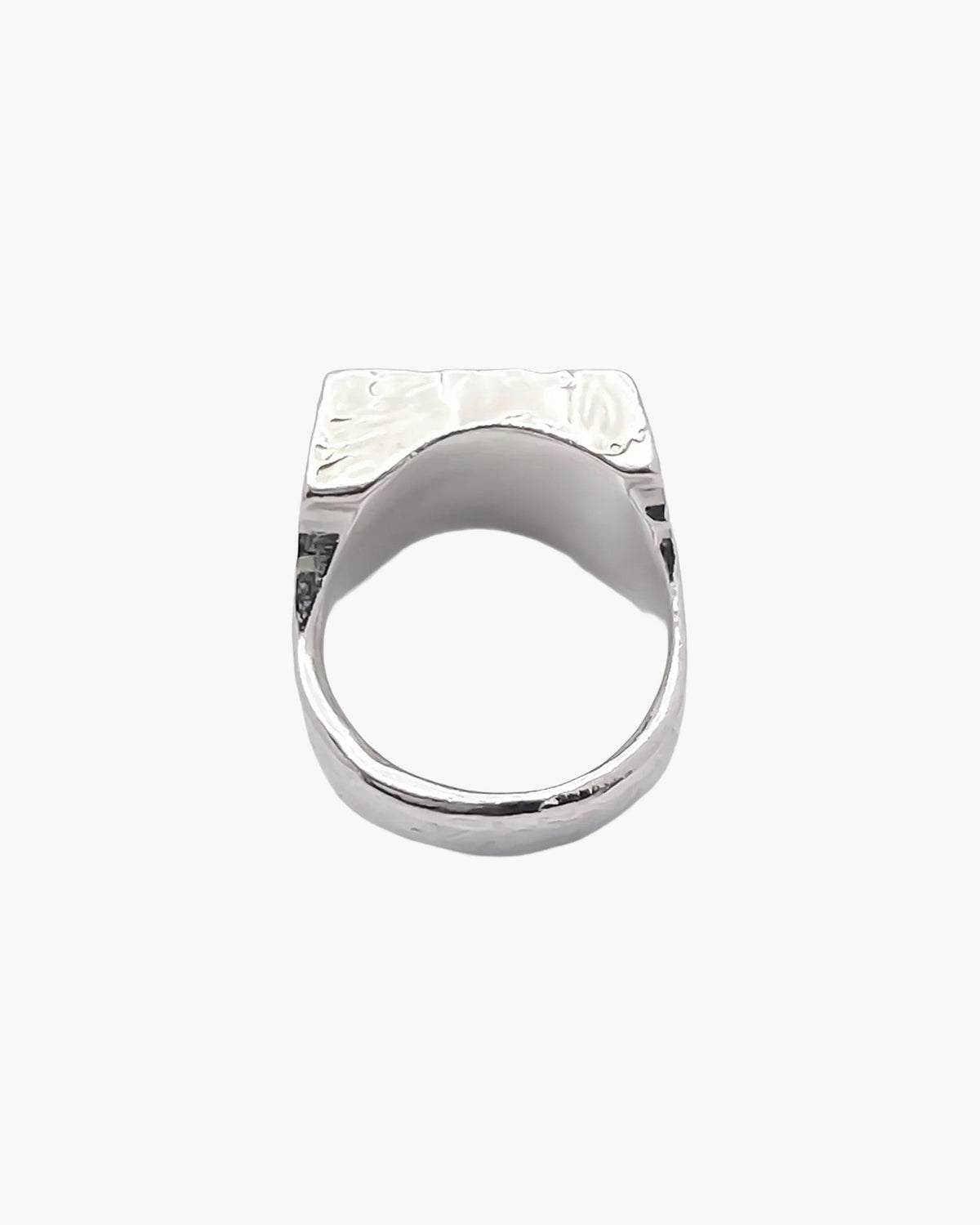 Sterling silver Textured Signet Ring, side view