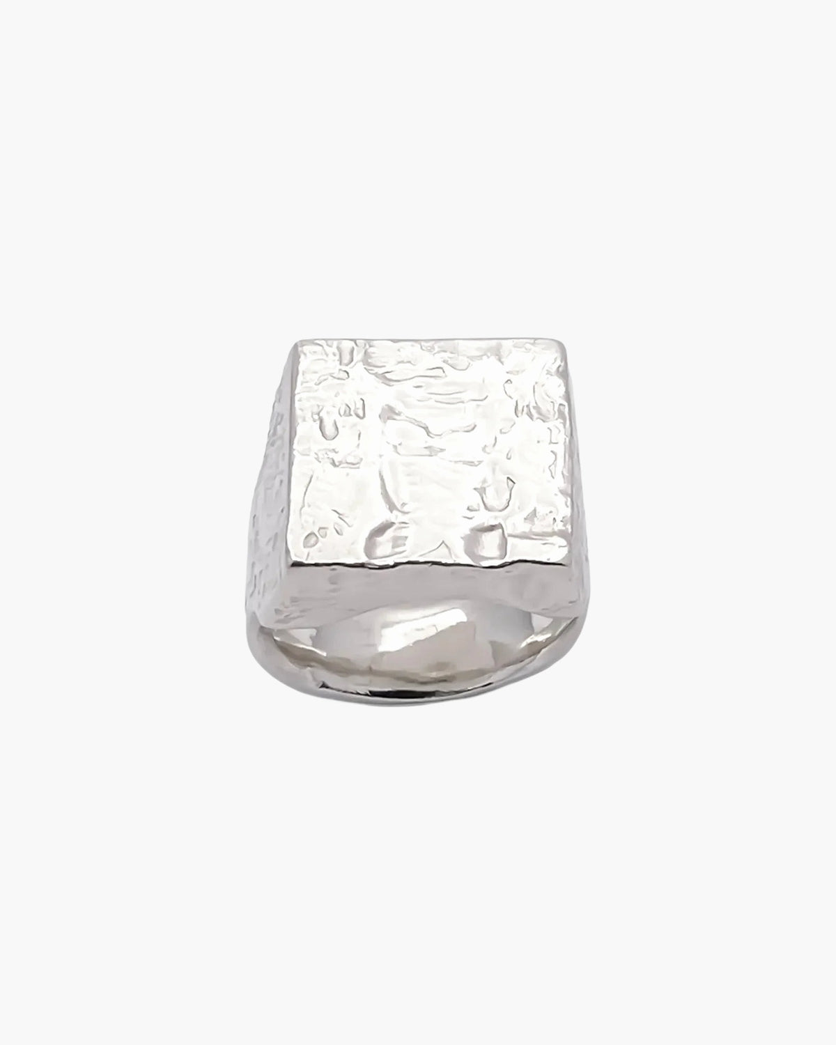 Sterling silver Textured Signet Ring, front view