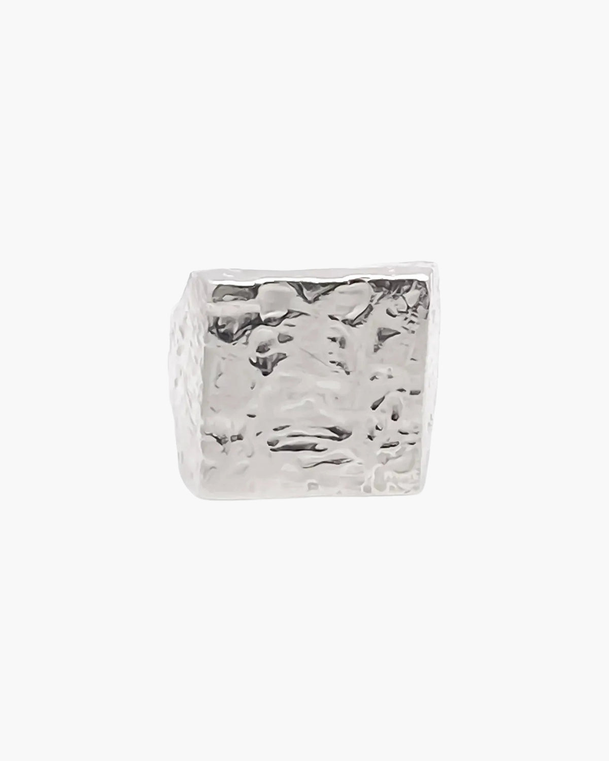 Close-up of the Textured Signet Ring's square face