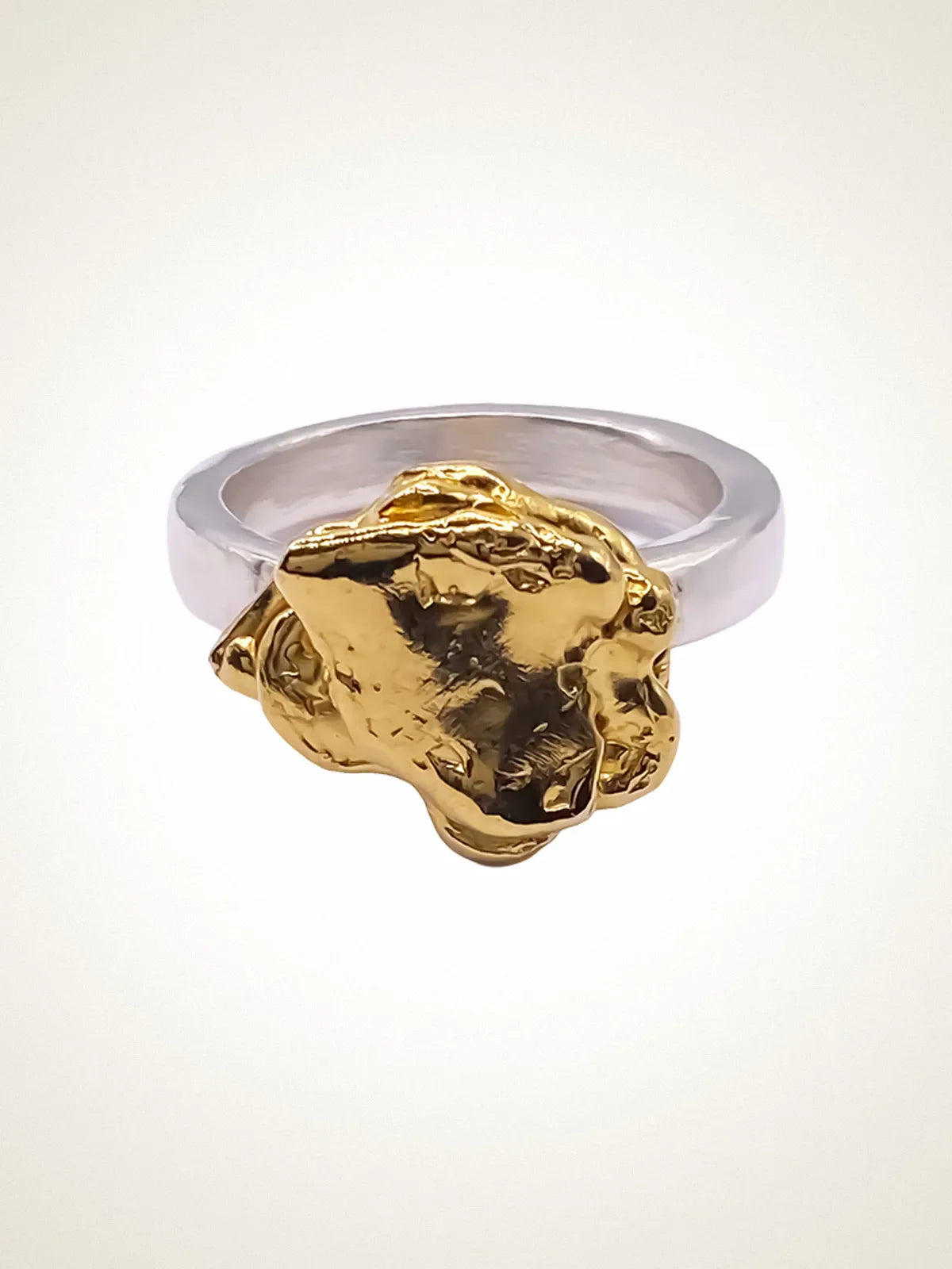 "Flower" ring luxury artisan ring in premium metal, stunning finish, styled view