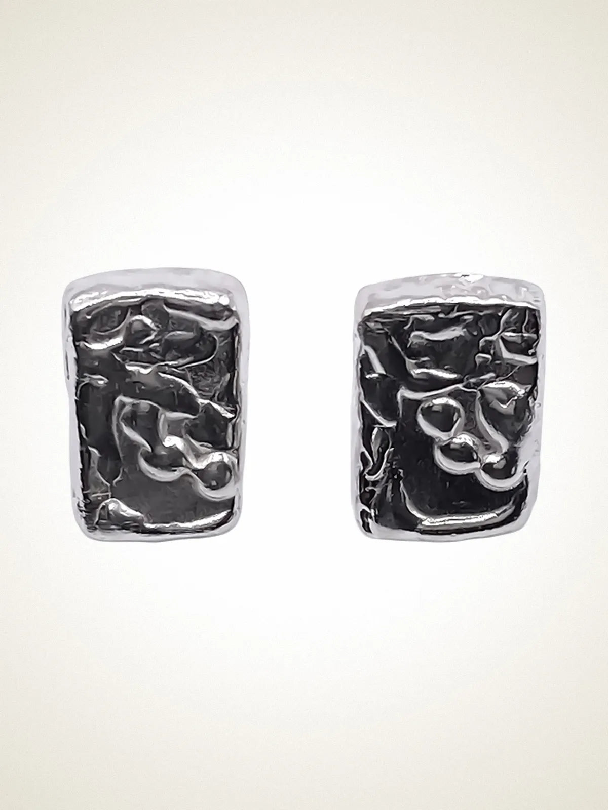 Rectangular Sculpted Earrings unique handcrafted ring, premium metal, beautiful craftsmanship, product detail