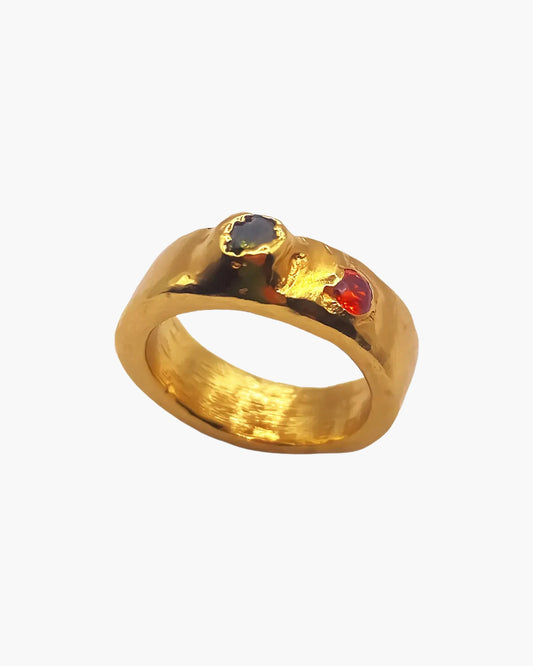 Handcrafted Thickems Band Gem Ring in Sterling silver, artisan jewelry, elegant design