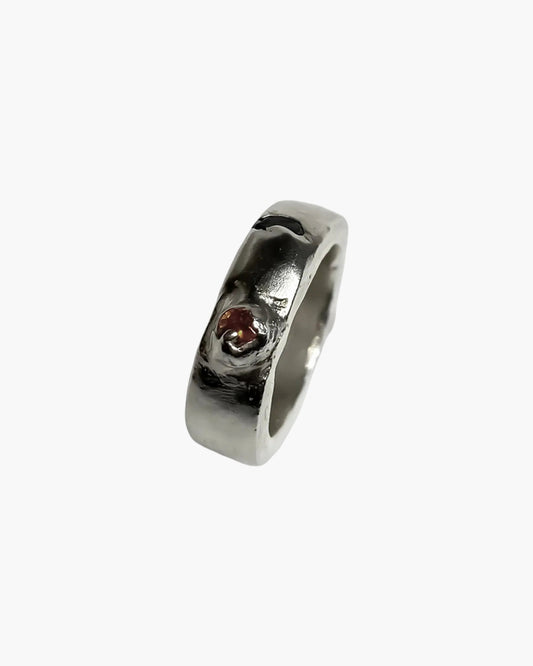 Sterling silver Thickems Band Gem Ring at an angle