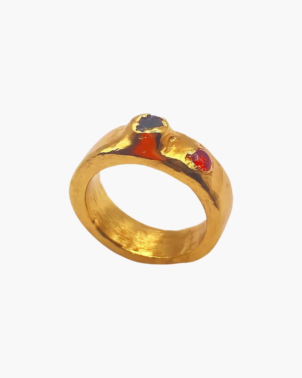 Designer Thickems Band Gem Ring in Sterling silver, handmade jewelry, exquisite detail, alternate angle