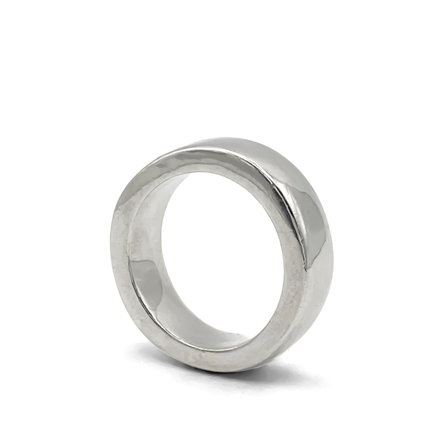 Angled view of Thickems Band Ring in silver - statement bold gold or silver free shipping