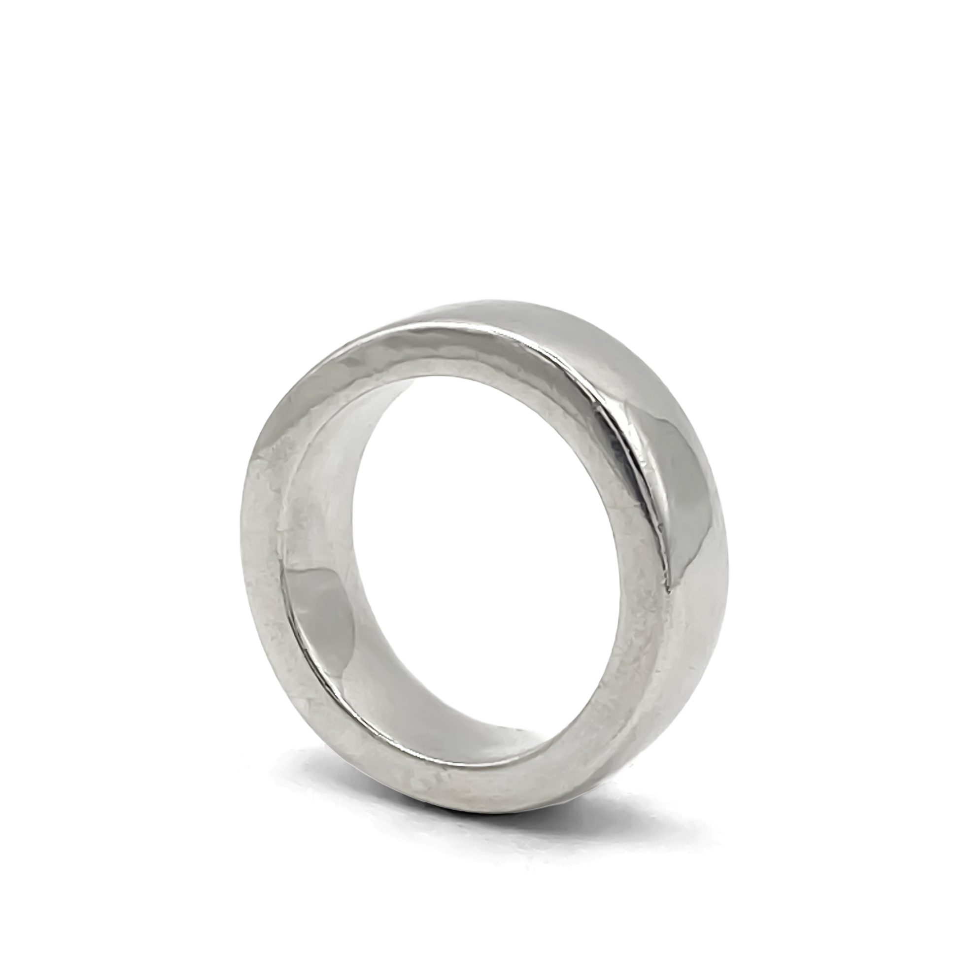 Angled view of Thickems Band Ring in silver - statement bold gold or silver free shipping