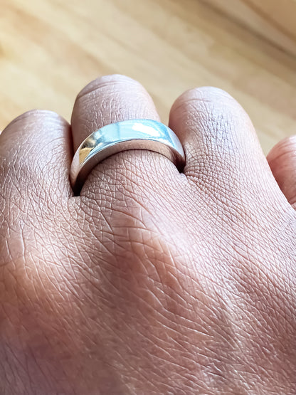 Two Thickems Band Rings worn stacked on hand - statement bold gold or silver free shipping