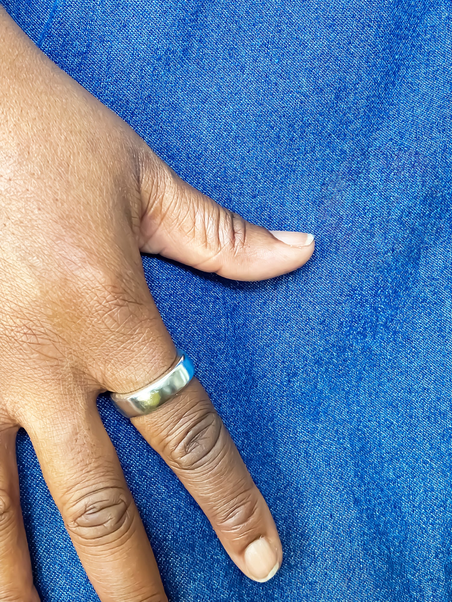 Thickems Band Rings in both gold and silver on model - statement bold gold or silver free shipping
