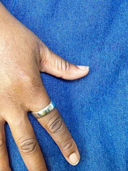 Thickems Band Rings in both gold and silver on model - statement bold gold or silver free shipping