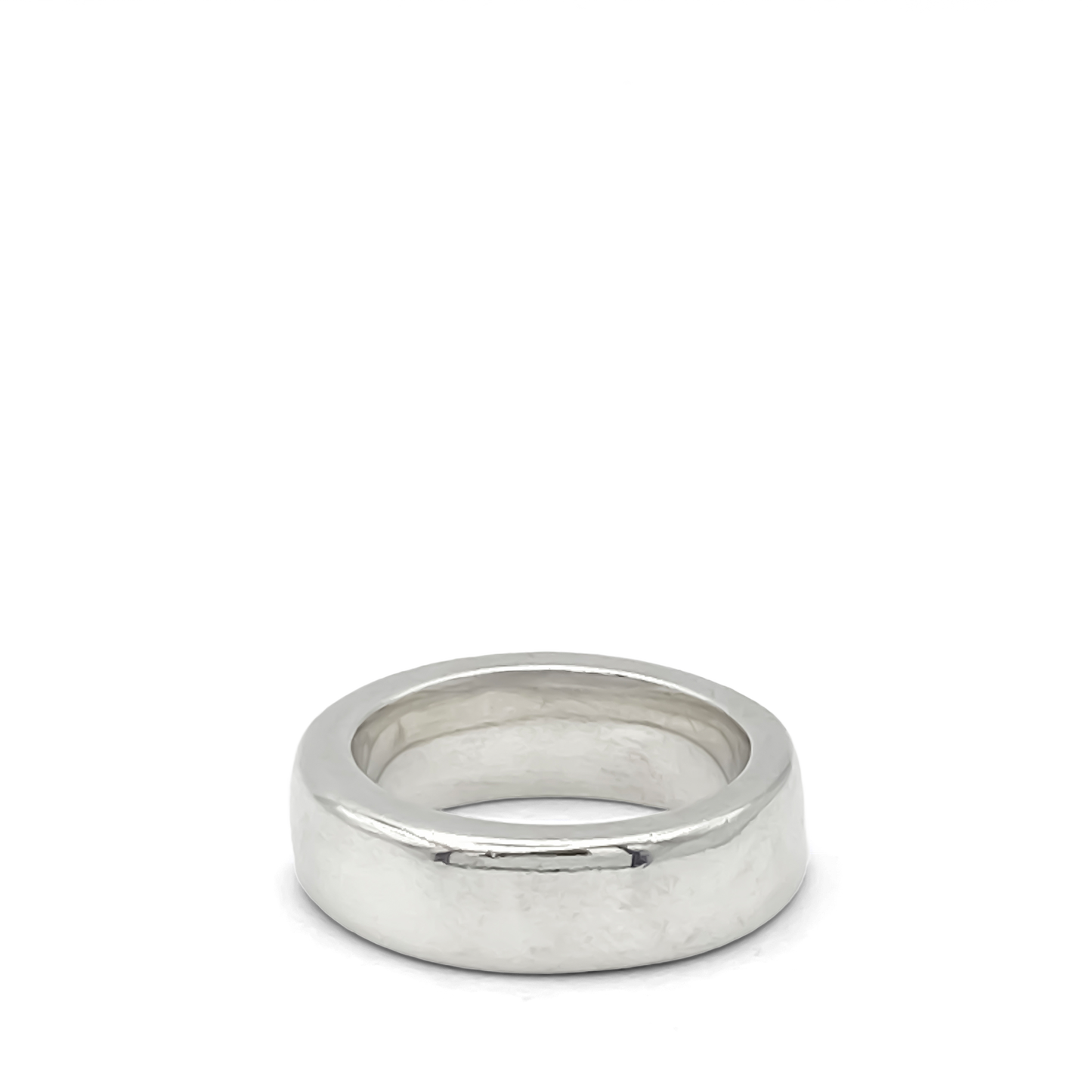 Studio shot of silver Thickems Band Ring lying flat - statement bold gold or silver free shipping