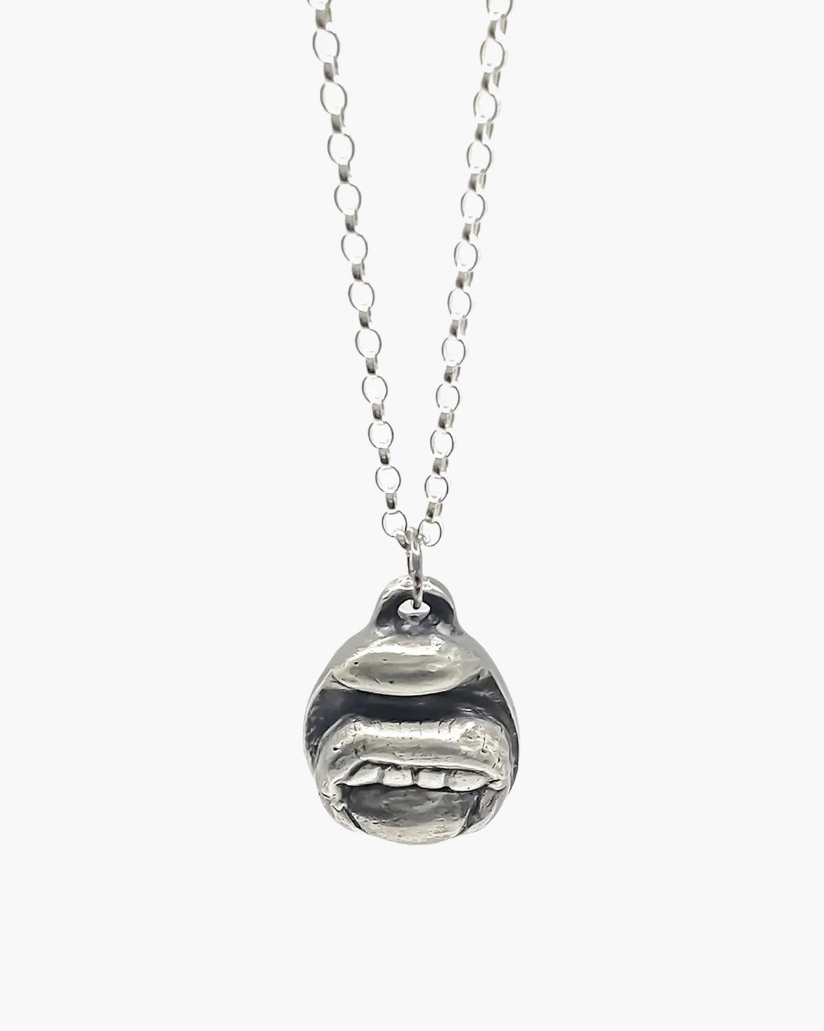 Handmade Tongue & Teeth Necklace luxury jewelry, premium metal, luxurious look, front view