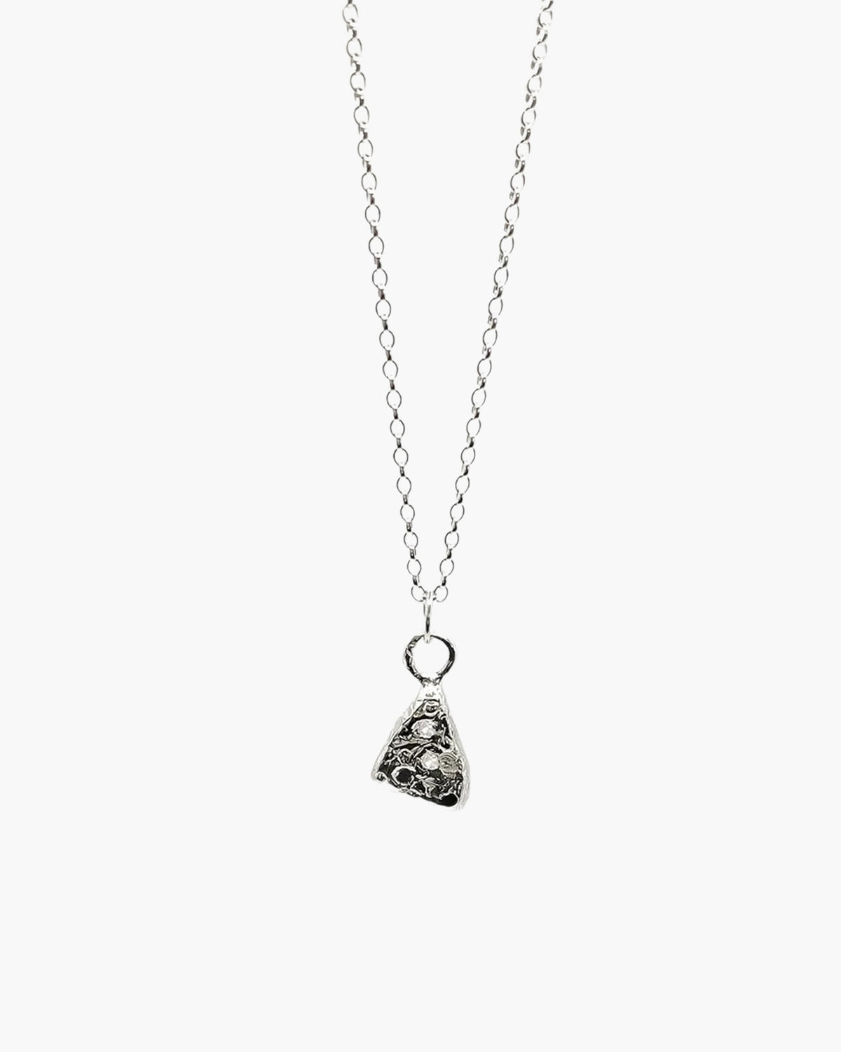 Sterling silver Triad Spark Gem pendant, full chain