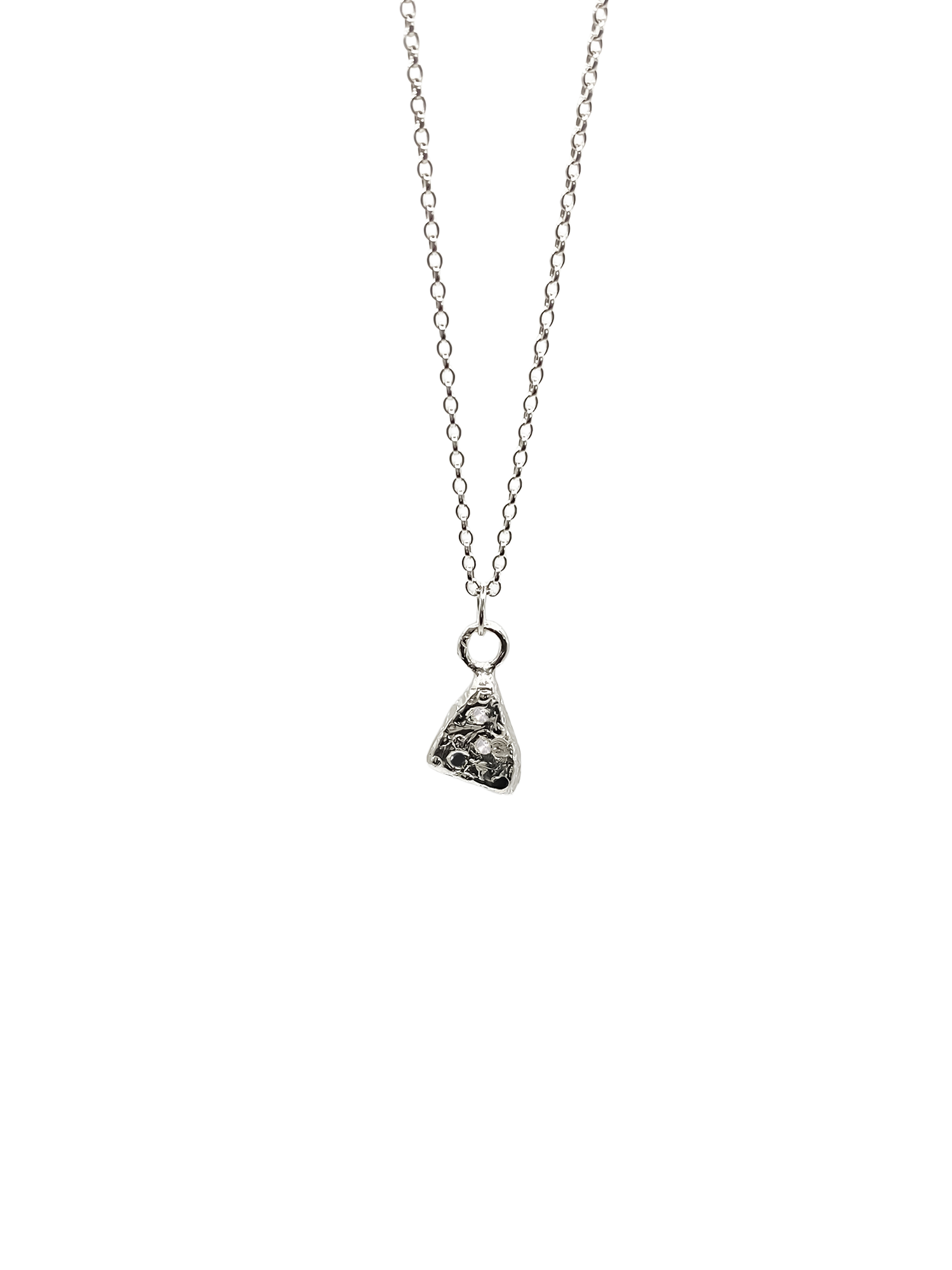 Triad Spark Pendant with gemstones in a minimal triangle shape, gold or silver, free shipping
