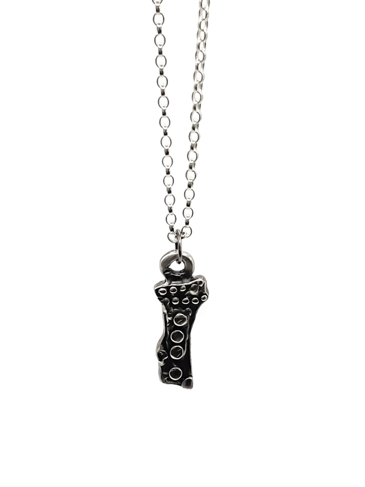 Close-up of Twig Pendant showcasing dark texture - charming oxidised organic texture gold or silver free shipping