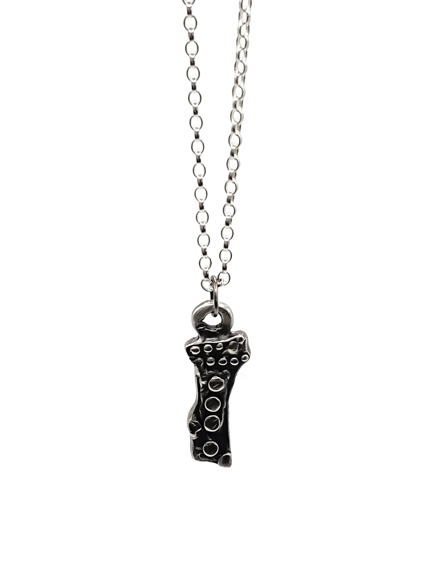 Close-up of Twig Pendant showcasing dark texture - charming oxidised organic texture gold or silver free shipping